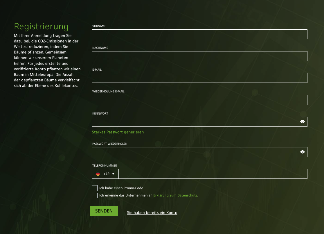 Registration form