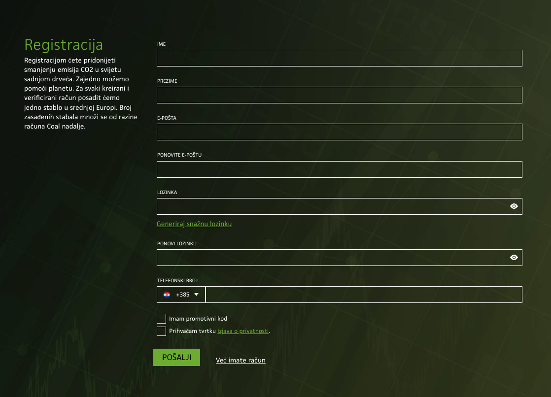 Registration form