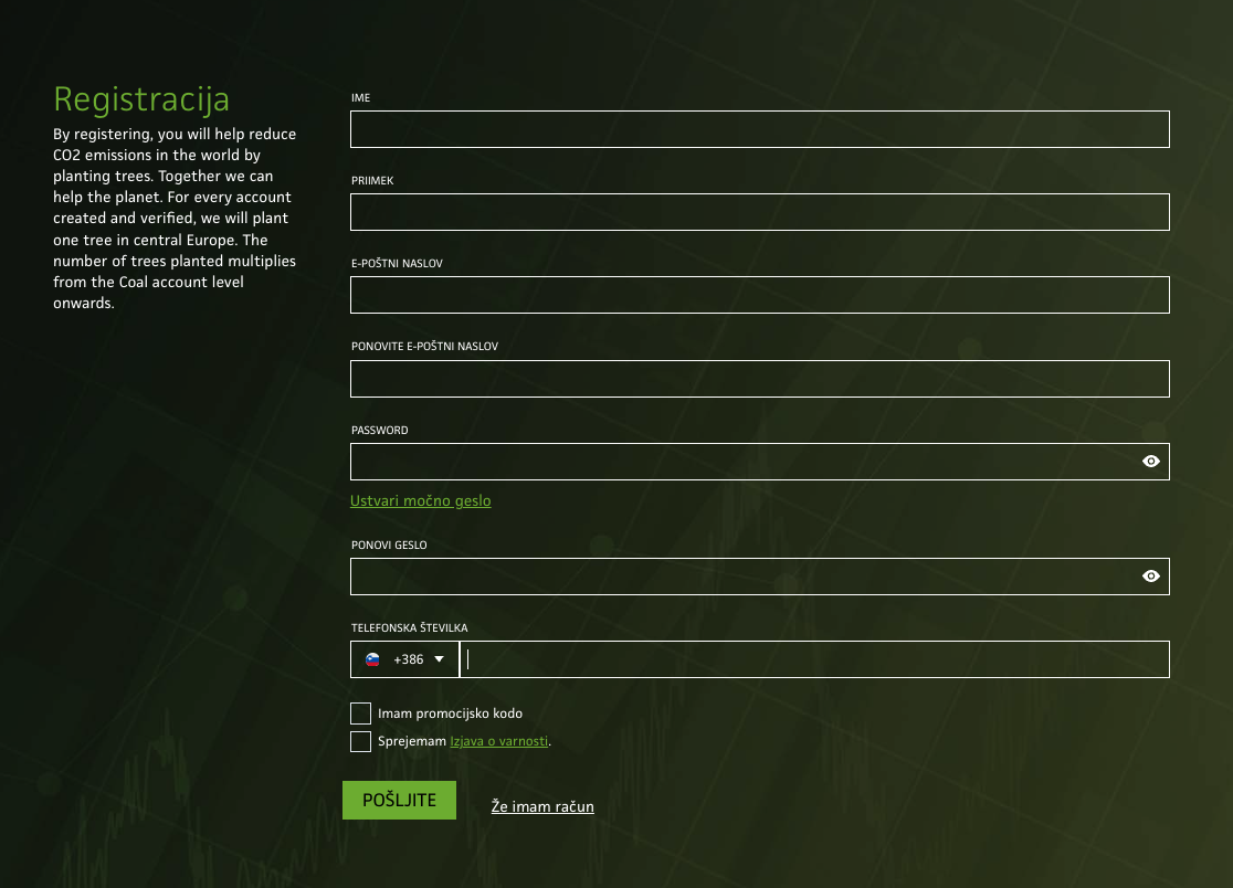 Registration form