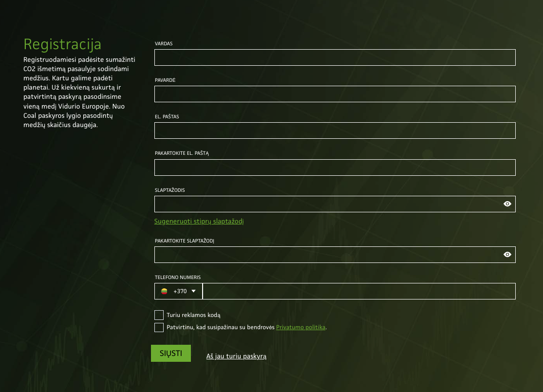Registration form